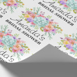 Papel de embrulho floral personalizado para chá de<br><div class="desc">Adicione um toque de elegância e charme pessoal aos seus presentes de chá de panela com nosso Papel de Embrulho Floral Rosa Personalizado para Chá de Panela da Noiva. Este papel de embrulho requintado é projetado para celebrar a ocasião alegre de um chá de panela, apresentando padrões florais delicados em...</div>