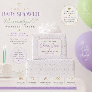 Papel de embrulho floral prateado personalizado