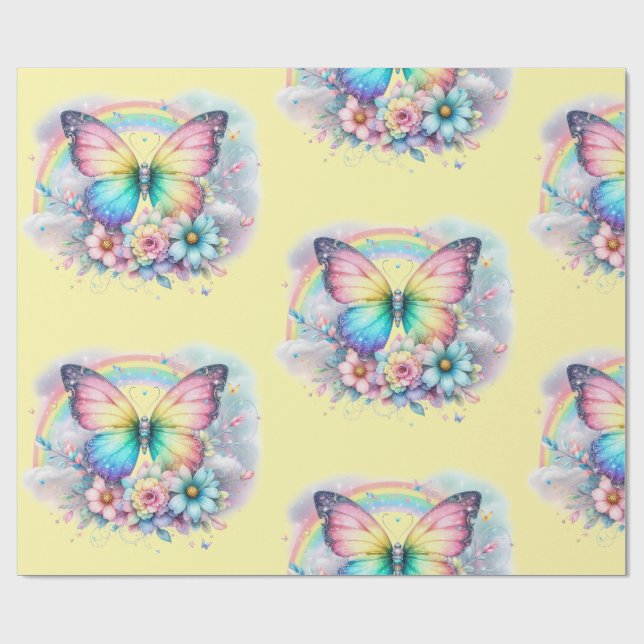 Papel de Embrulho - Floral Primavera Pastel Papel  (Aberto)