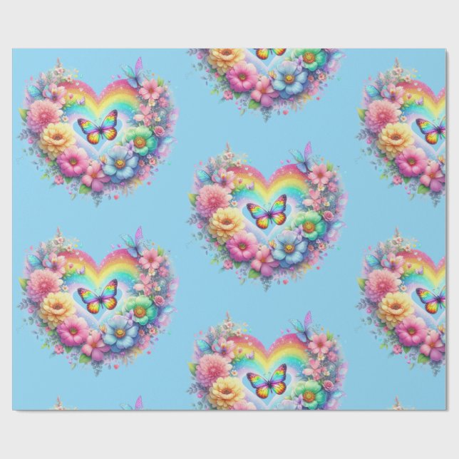 Papel de Embrulho - Floral Primavera Pastel Papel  (Aberto)