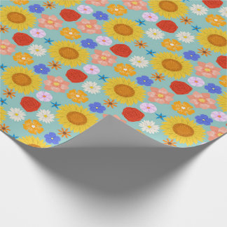 Papel de Embrulho Floral Retro