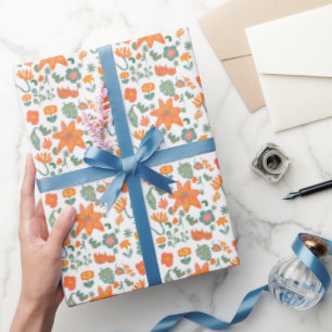 Papel de embrulho floral retrô Boho