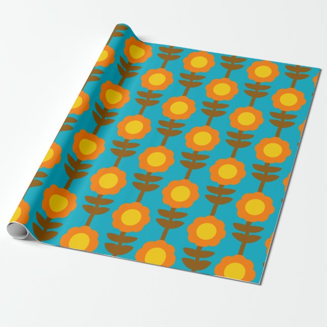 Papel de embrulho floral retrô Boho Botanica (Desenrolado)