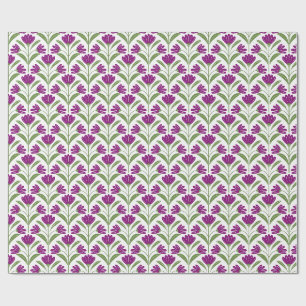 Papel de embrulho floral retrô roxo Botânica vin