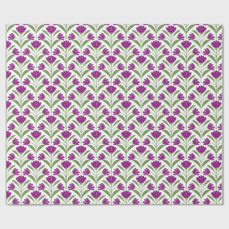 Papel de embrulho floral retrô roxo | Botânica vin