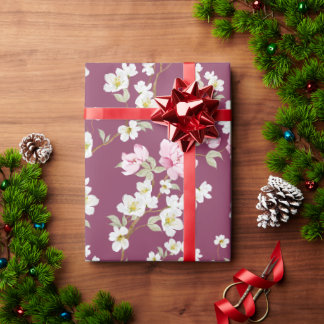 Papel de Embrulho Floral Rosa e Branco Elegante