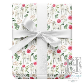 Papel de Embrulho Floral Rosa Equestre Rústico