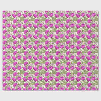 Papel de embrulho floral rosa peônia vintage