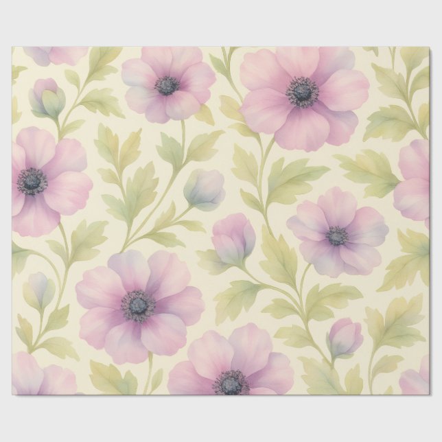 Papel de embrulho floral rosa suave (Barra)