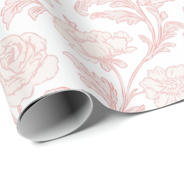 Papel de embrulho floral rosa Toile (Ponta do rolo)