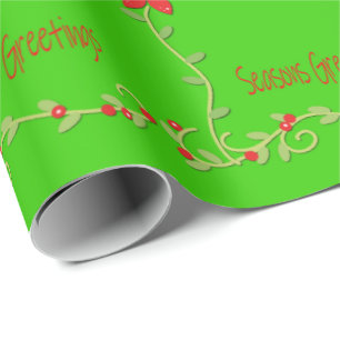 Papel de embrulho Floral Verde Saudações de Tempor
