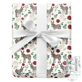 Papel de Embrulho Floral Vermelho Burro Rústico
