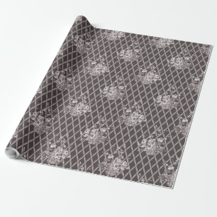Papel de embrulho floral vintage em carvão