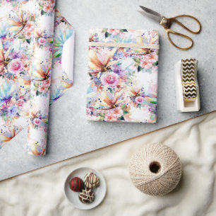 Papel de embrulho Flores e Libélulas