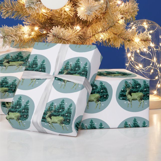 Papel de embrulho floresta de cervos de madeira vi (Feriados)