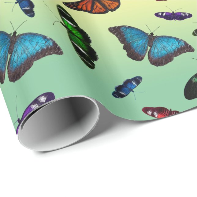 Papel de embrulho Flutterbies (Arco-íris) (Ponta do rolo)