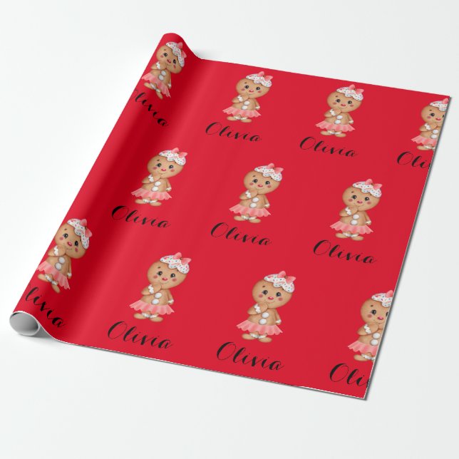 papel de embrulho fofo de pão de gengibre (Desenrolado)