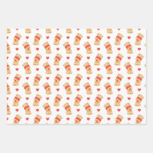 Papel de embrulho fofo do Dia dos Namorados | Urso