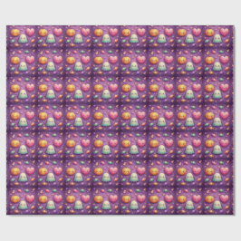Papel de embrulho fofo Kawaii de Halloween
