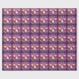 Papel de embrulho fofo Kawaii de Halloween
