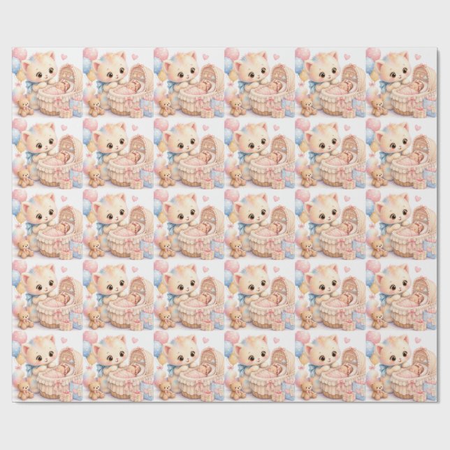 Papel de embrulho fofo para chá de bebê | Tumble W (Aberto)