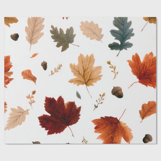 Papel de embrulho Folhas de Outono & Bolotas (Aberto)