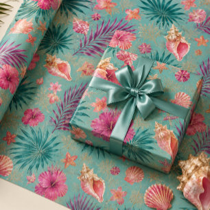 Papel de embrulho Folhas de Palmeira & Conchas Tro