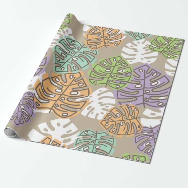 papel de embrulho folhas pastel (Desenrolado)