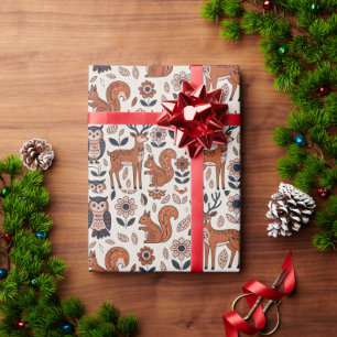 Papel de embrulho Folk Art Nordic Deer Owl