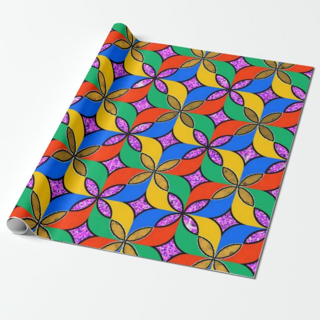 Papel de embrulho fosco com design 3D multicolorid (Desenrolado)