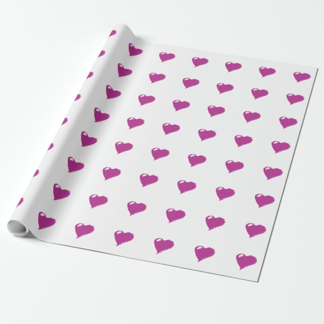 Papel de embrulho fosco Pink Hearts, 76 cm x 4,5 m (Desenrolado)