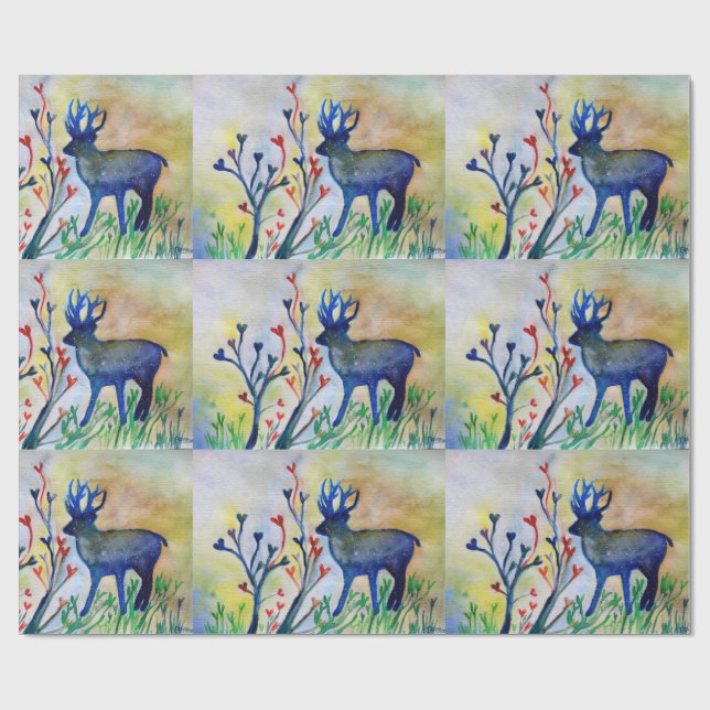 Papel de embrulho fosco Reindeer Hearts Love (Aberto)