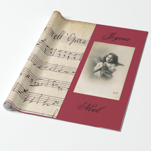 PAPEL DE EMBRULHO francês da foto da partitura & (Desenrolado)