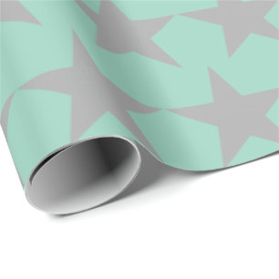 Papel de embrulho - Fundo azul com estrela cinza