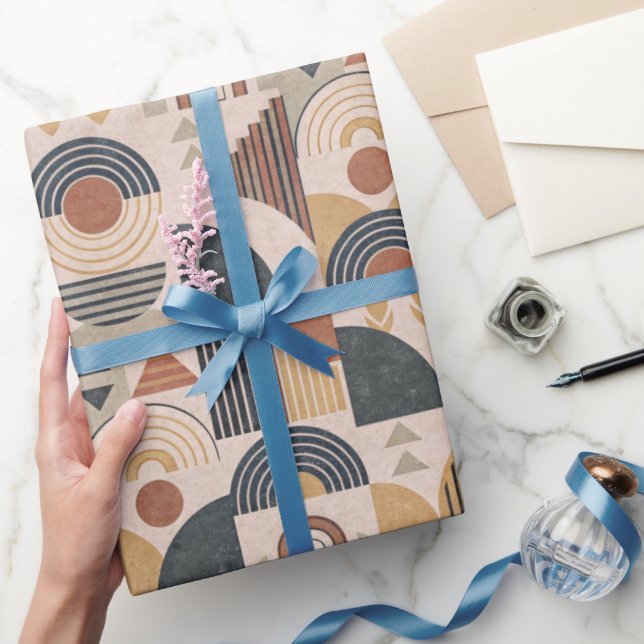 Papel de embrulho geométrico Boho Blush (Presentear)