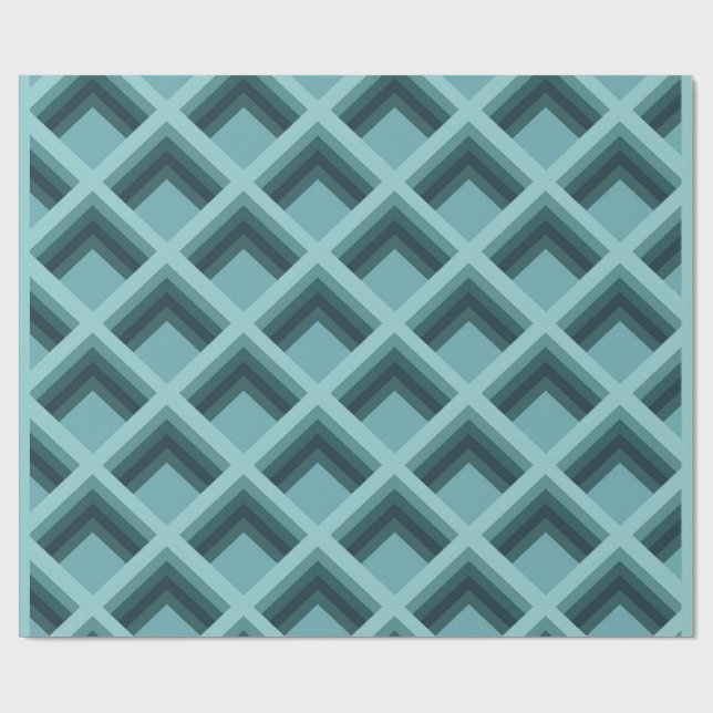 Papel de embrulho geométrico em azul turquesa mode (Aberto)