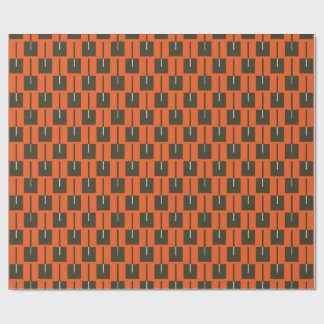 Papel de embrulho geométrico laranja e azeitona ou