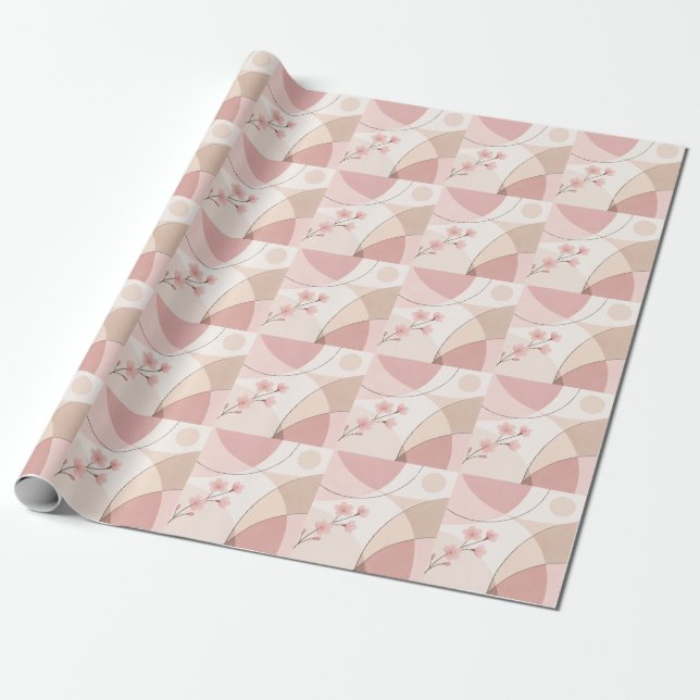 Papel de embrulho geométrico minimalista Sakura mo (Desenrolado)
