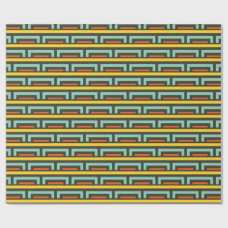 Papel de embrulho geométrico moderno aqua e mostar