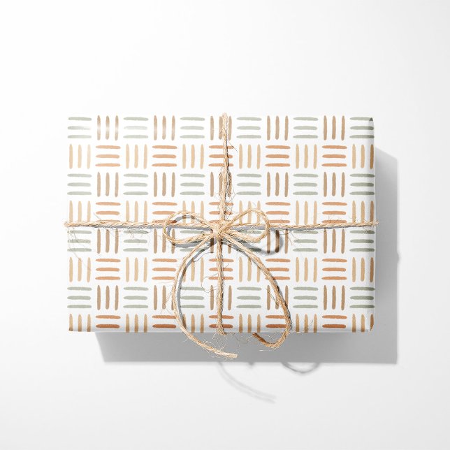 Papel de Embrulho Geométrico Neutro Linhas Boho (Criador carregado)