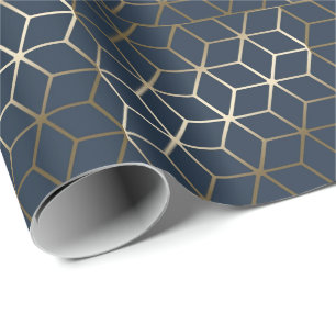 Papel de embrulho - Geométrico Prata e Azul/Cinza