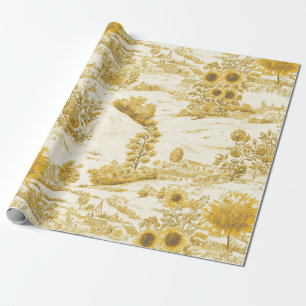 Papel de embrulho girassol campo vintage toile ama