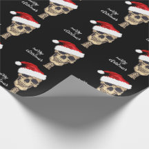 Papel de embrulho gótico do Feliz Natal do crânio