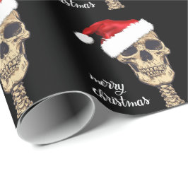 Papel de embrulho gótico do Feliz Natal do crânio