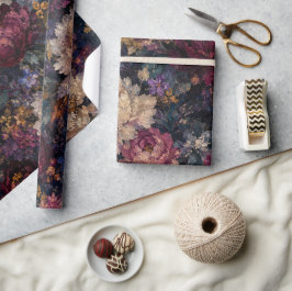 Papel de embrulho gótico floral elegante e sombrio