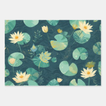 Papel de embrulho GreenLilyPad Conjunto de 3 Flatw