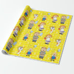 Papel de embrulho "Hanukhah Kids & Zeevie"<br><div class="desc">"Hanukkah Gift Wrap "Kids & Zeevie".  Aproveite o meu design de papel mais novo. O preço varia conforme você escolhe entre 4 tipos de papel e 5 tamanhos de papel.
Obrigados para parar e comprar por aqui. Muito apreciado! Chag/Happy Chanukah/Hanukkah!</div>