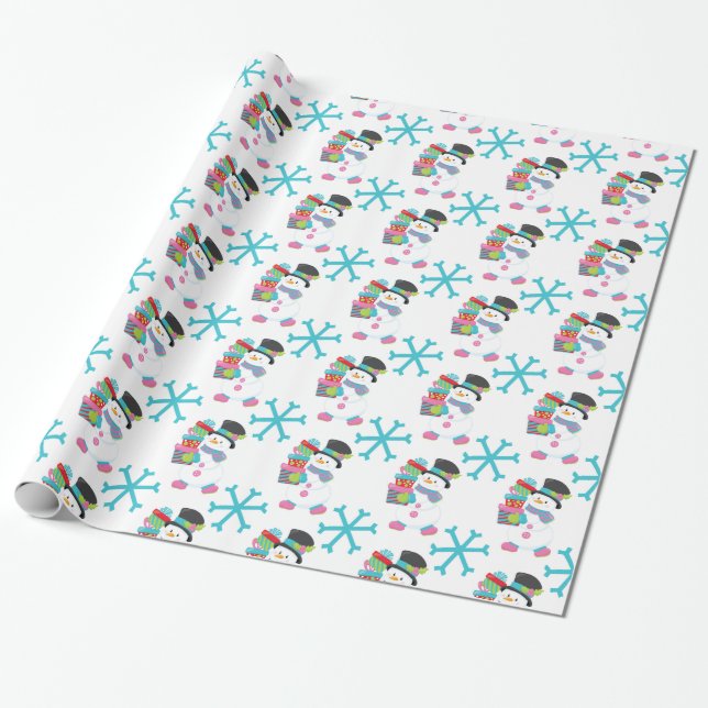 Papel de embrulho Homem de Neve com Pacotes (Desenrolado)