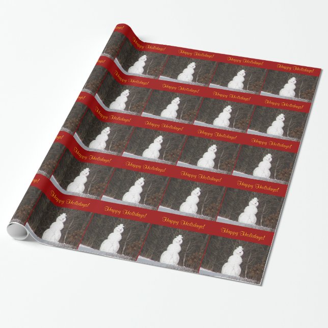 Papel de embrulho Homem de neve Feliz Natal (Desenrolado)
