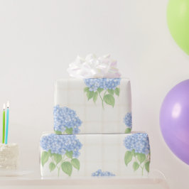 Papel de Embrulho | Hortênsia Azul | Xadrez Luxuos